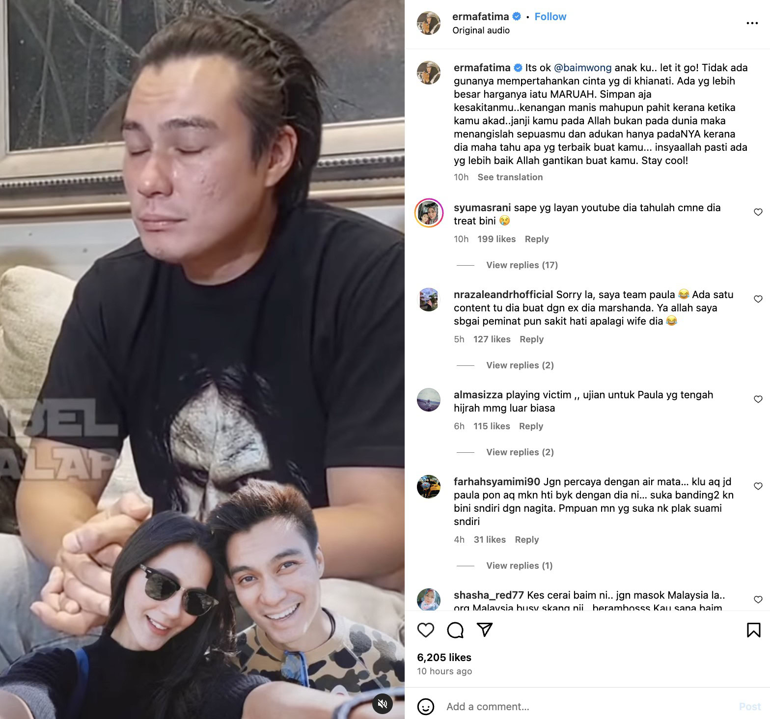 Erma Fatima kongsi kes cerai Baim Wong